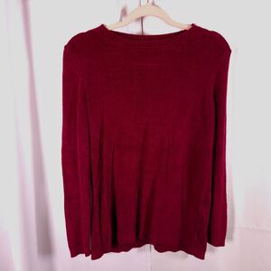 J Jill Womens XS Petite‎ Burgundy Red Viscose Rayon Crewneck Long Sleeve Sweater